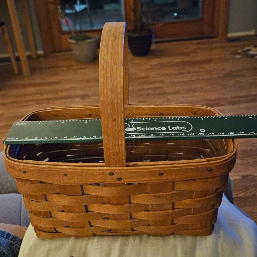 Vintage Longaberger  Basket 1987 w/ plastic protector one handle handwoven usa